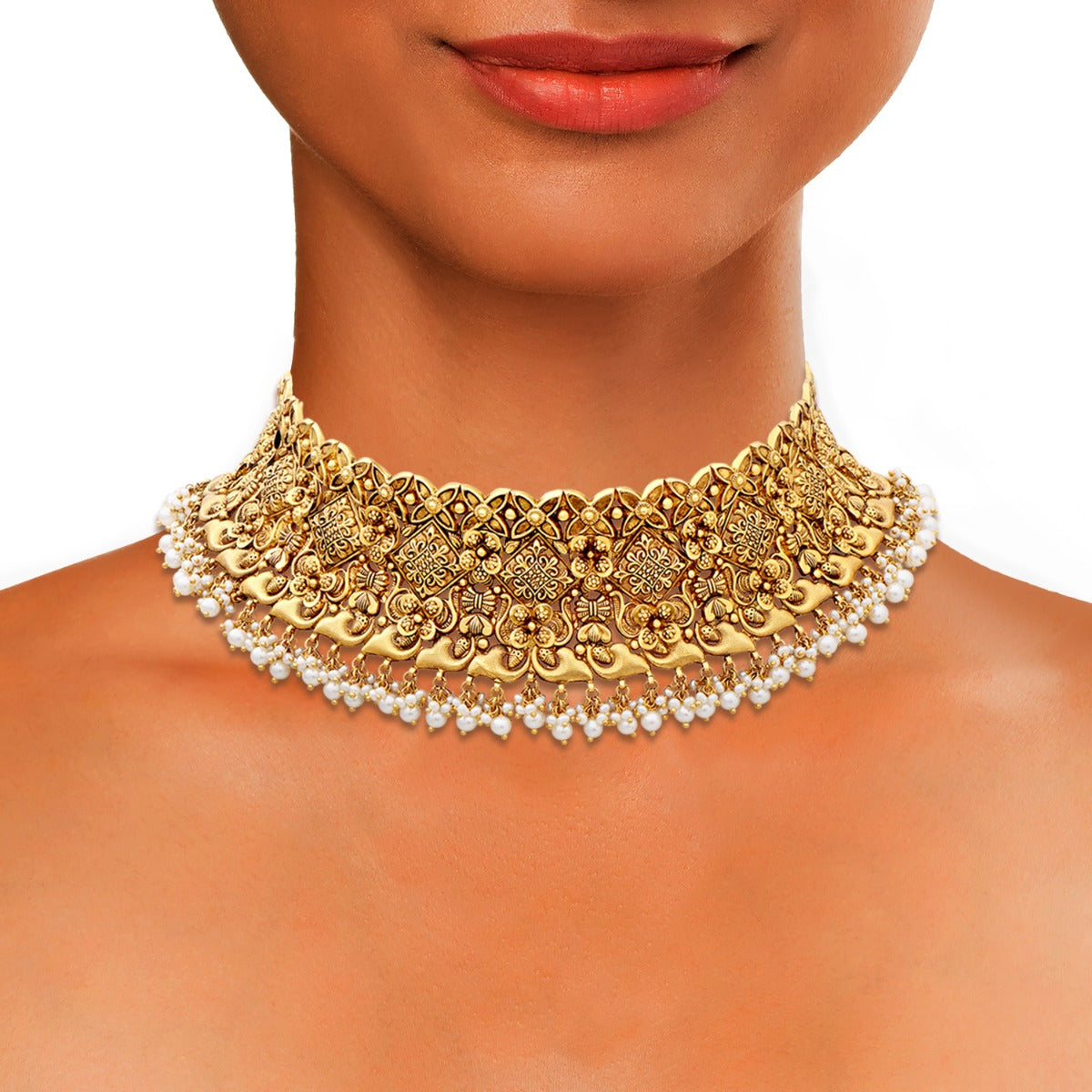 Earthy Motifs Gold Choker