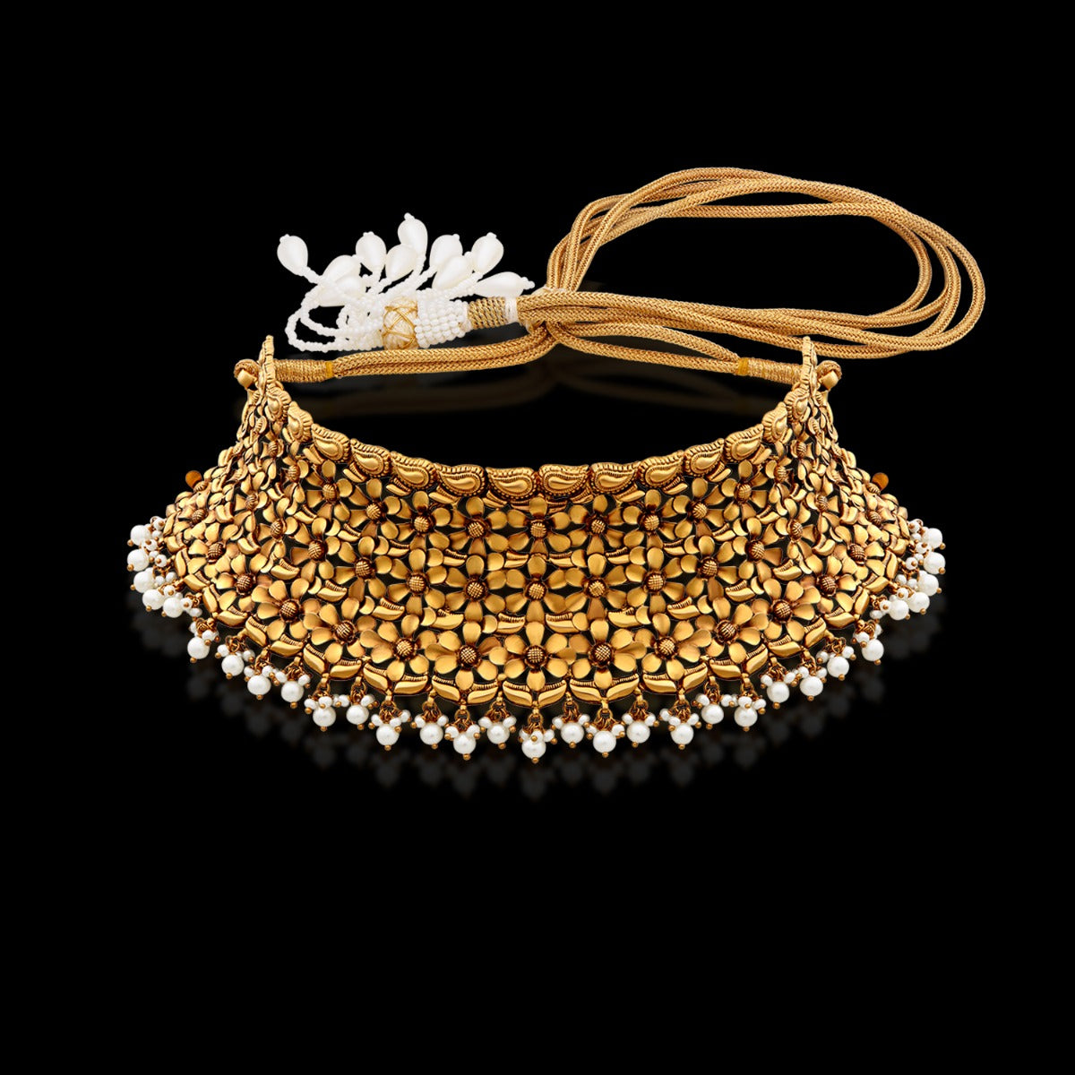Brown Outlined Gold Choker