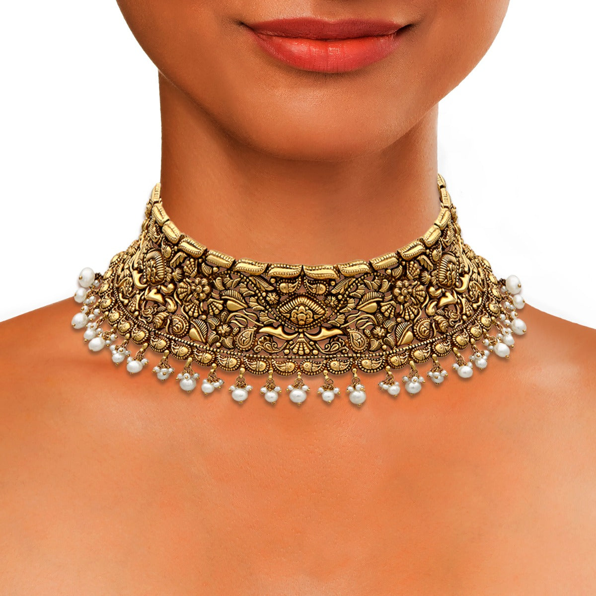Brown Sun Rays Gold Choker