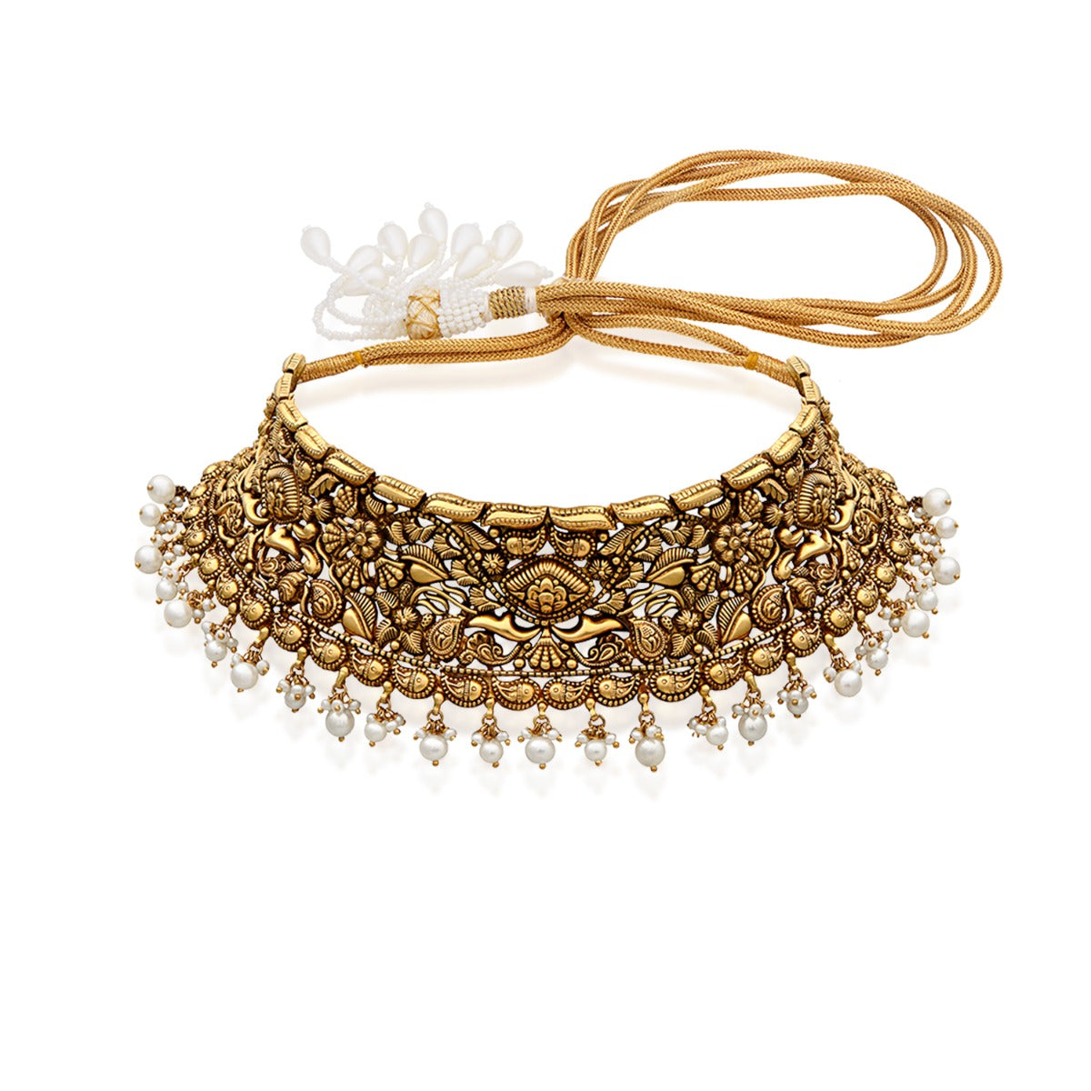 Brown Sun Rays Gold Choker