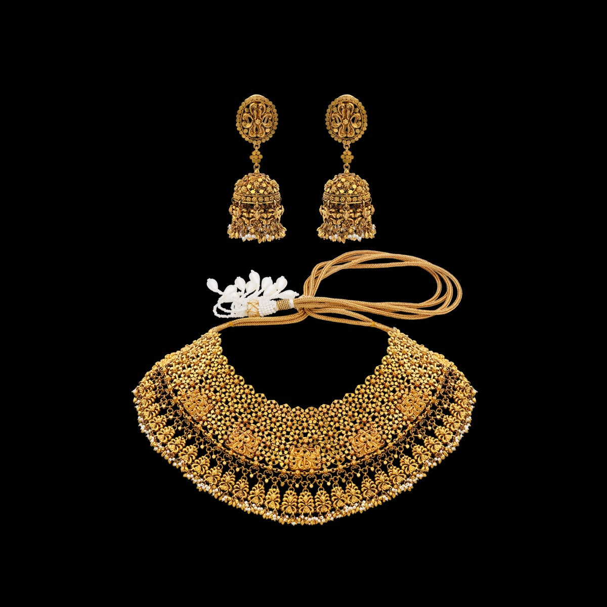Spaced Motif Gold Choker Set