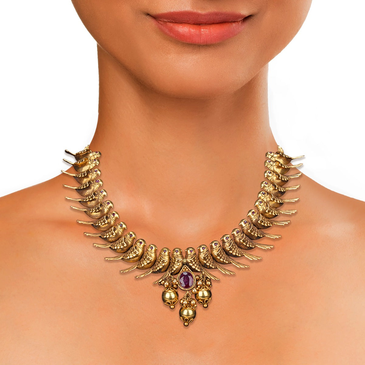 Bird Eyed Rustic Gold Necklace Set