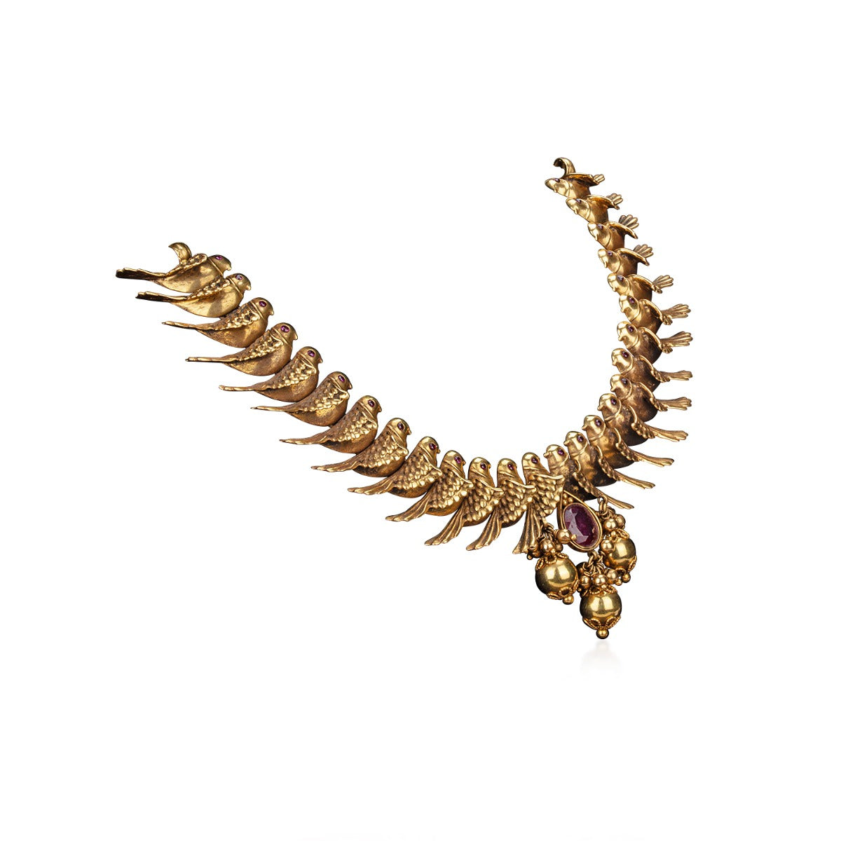 Bird Eyed Rustic Gold Necklace Set
