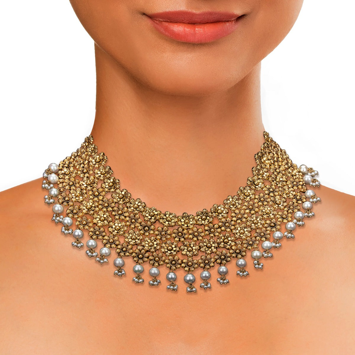 White Snow Gold Necklace