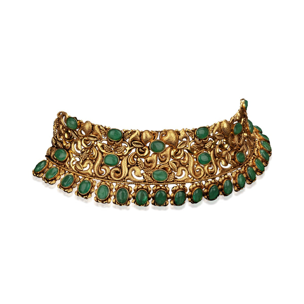 Green Studs Gold Choker