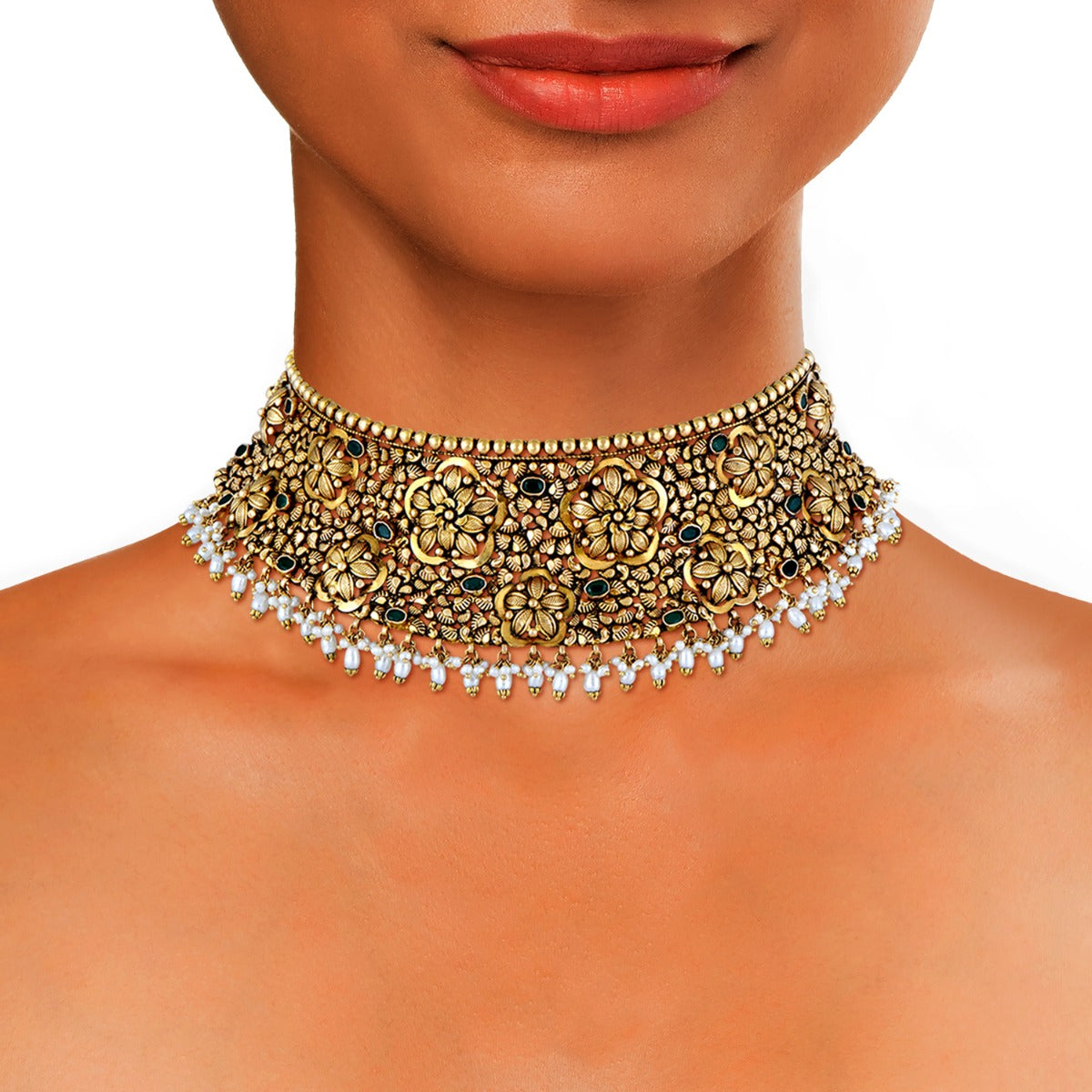 Charming Gemstone Gold Choker