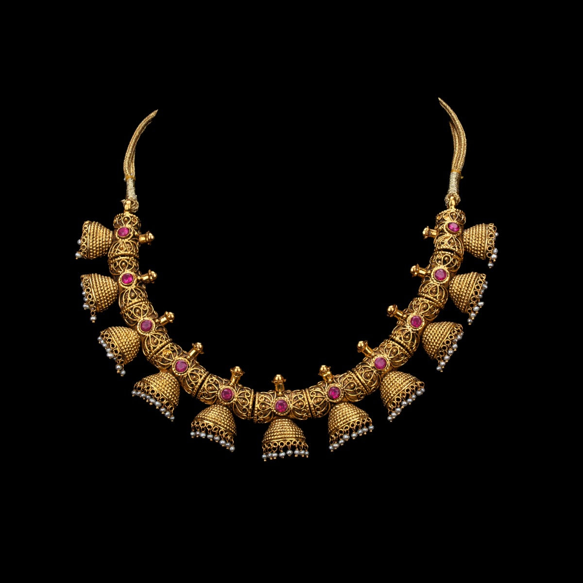 Jhumkas Long Gold Necklace