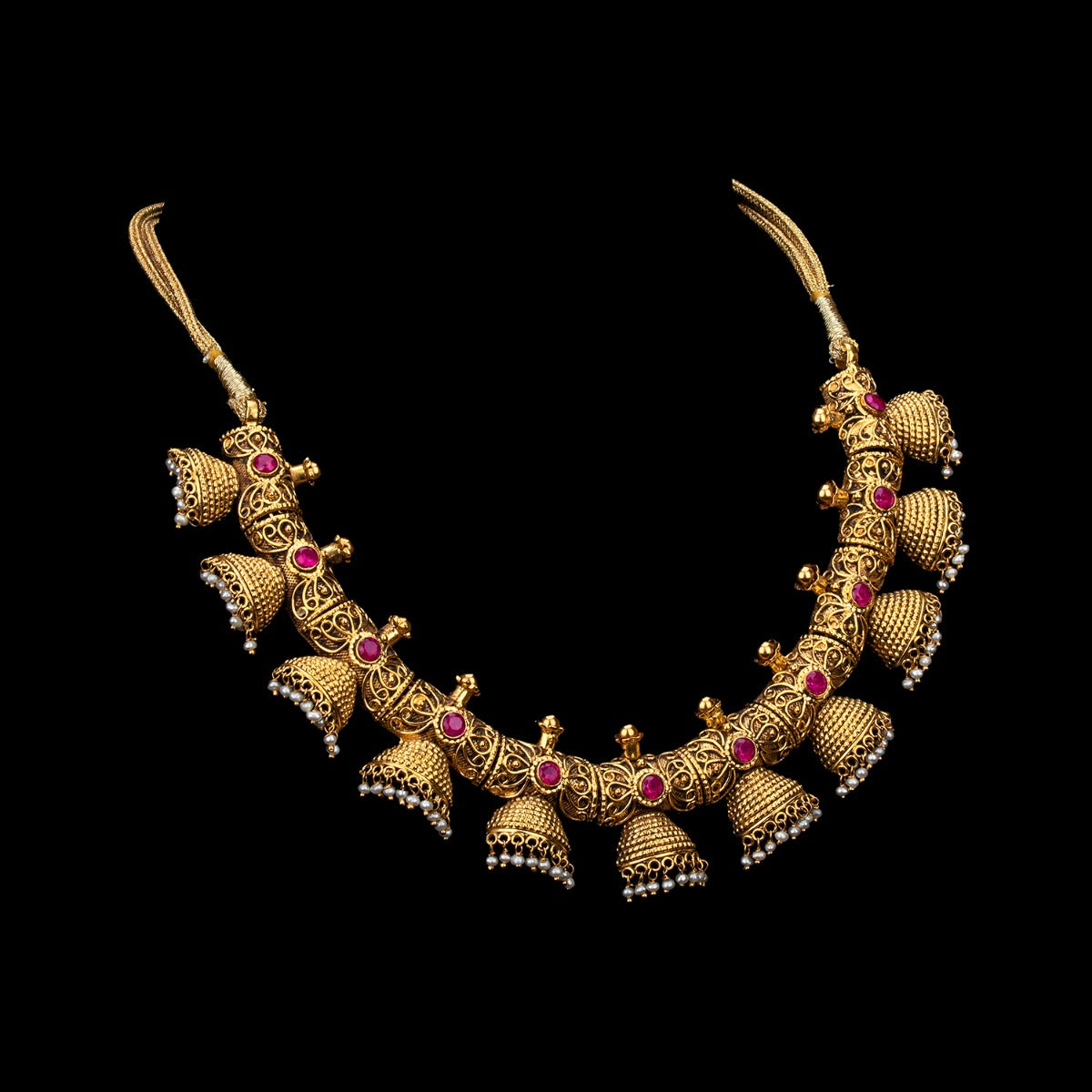 Jhumkas Long Gold Necklace