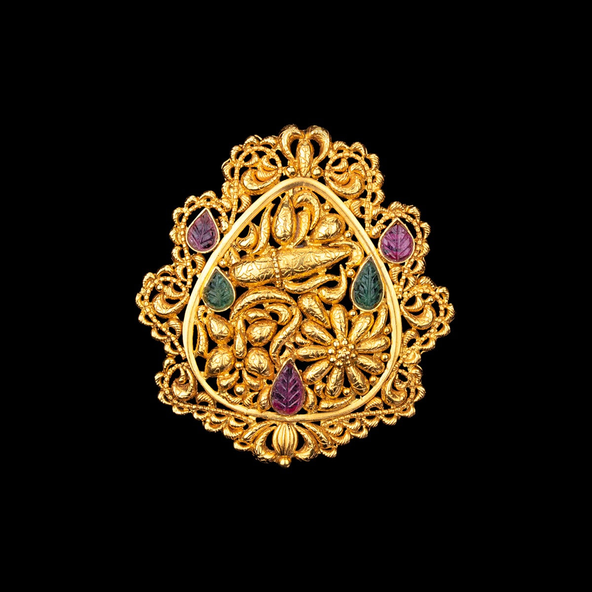 Vibrant Stoned Gold Pendant
