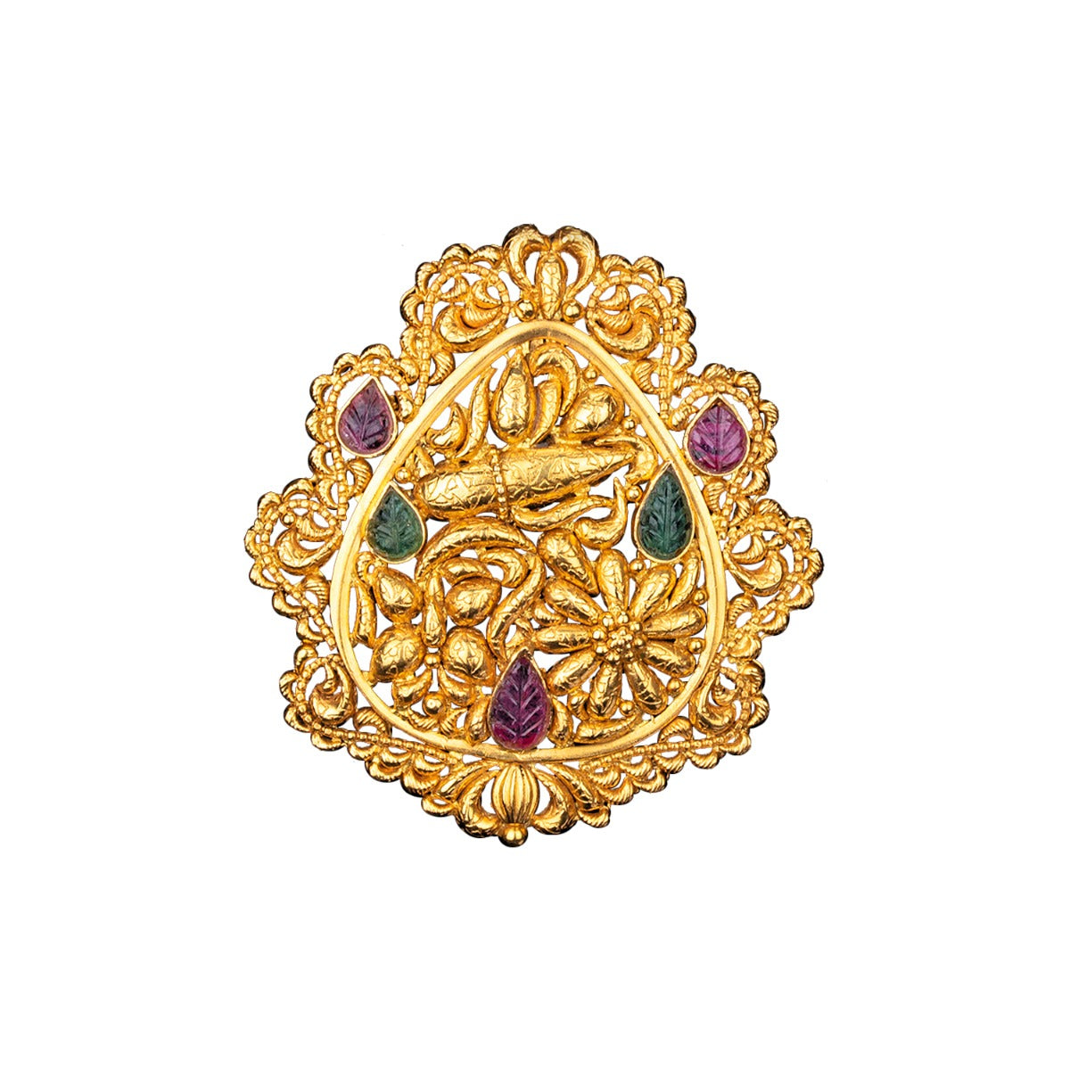 Vibrant Stoned Gold Pendant