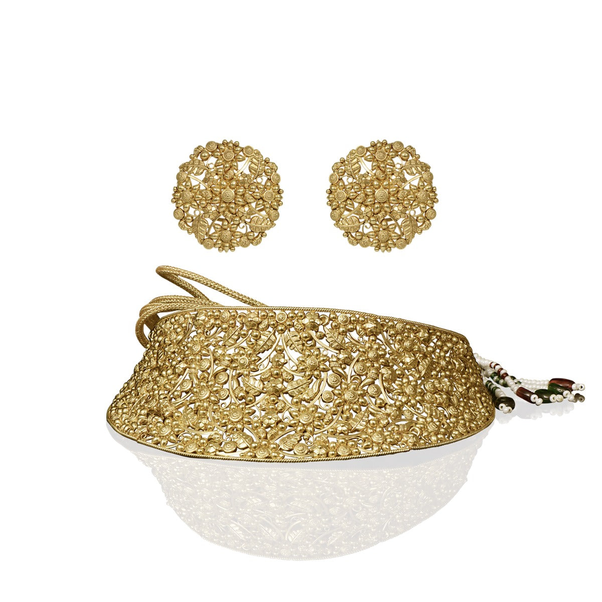 Intricate Banded Gold Choker Set