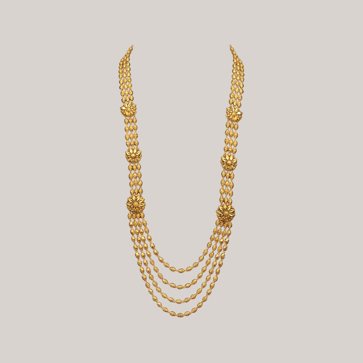 Flower Paused Long Gold Necklace