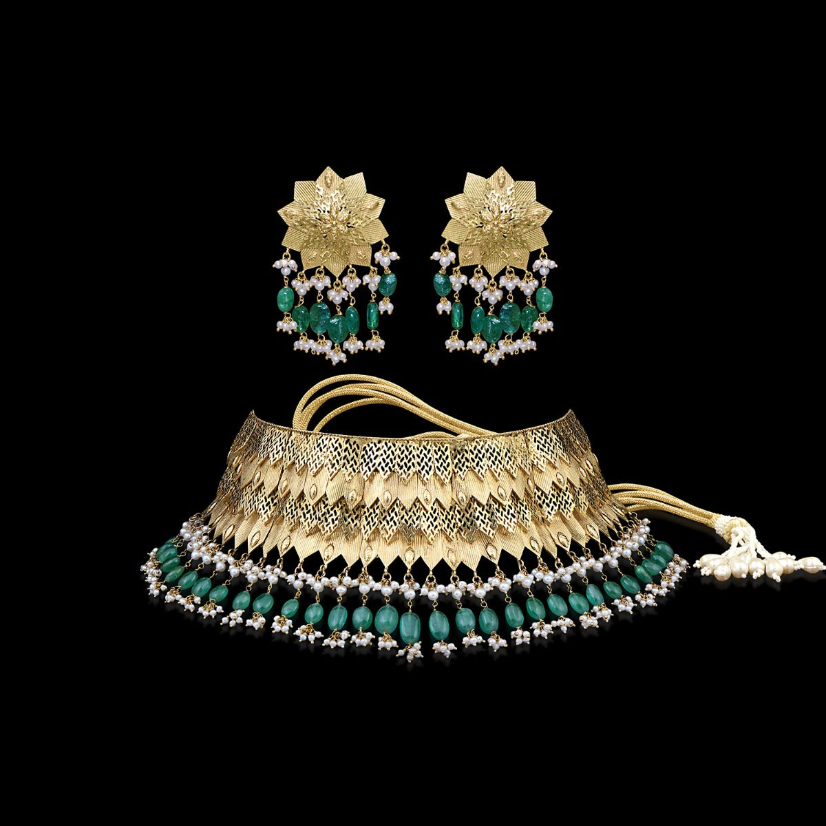 Starry Princess Green Gold Choker Set