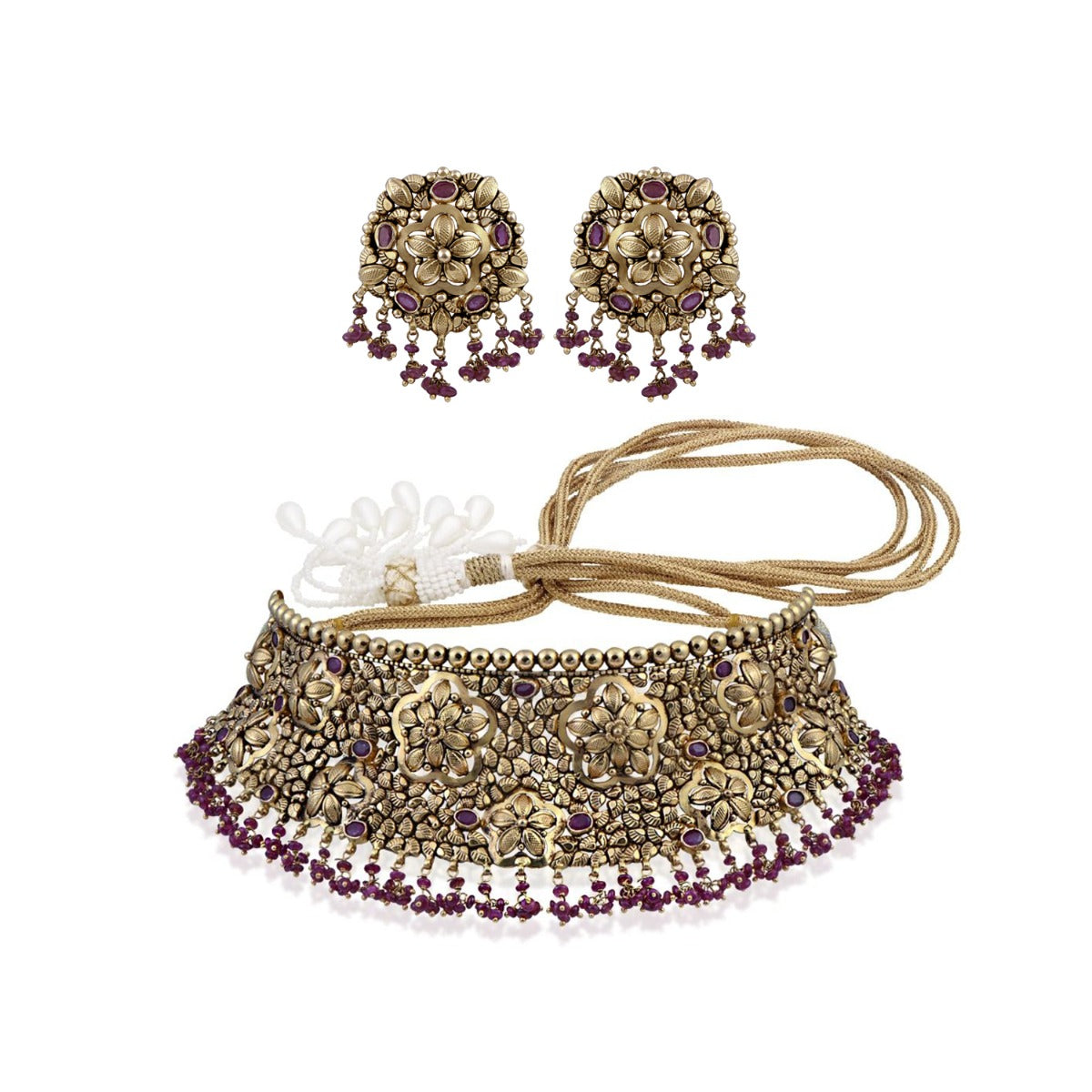 Daisy Flower Gold Choker Set