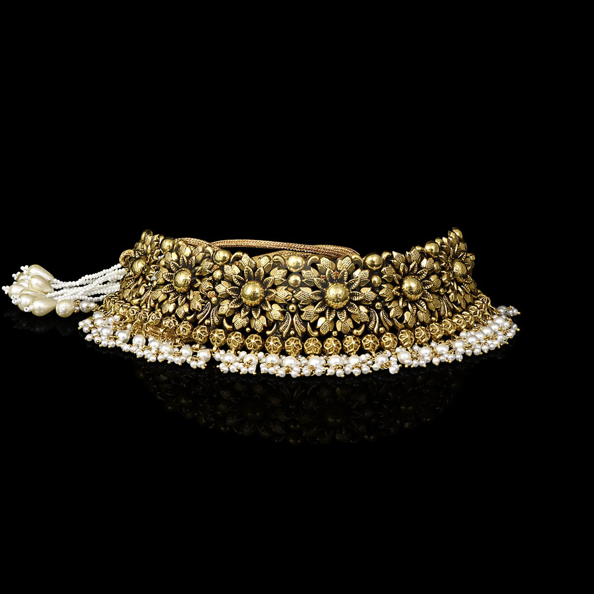 Flora Pattern Gold Choker