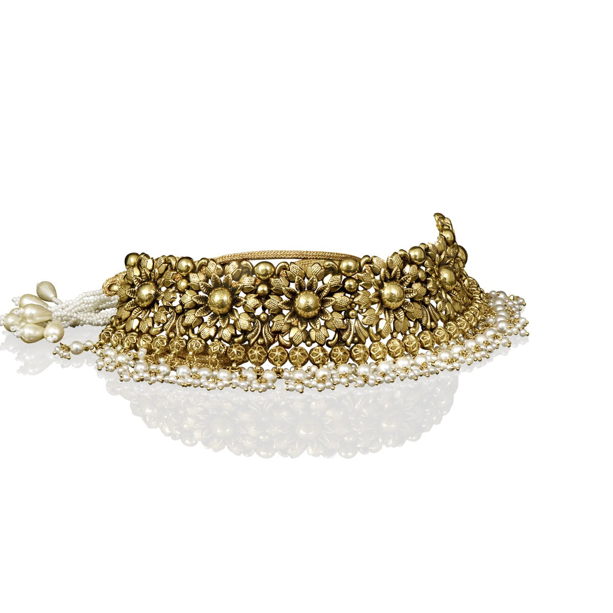 Flora Pattern Gold Choker