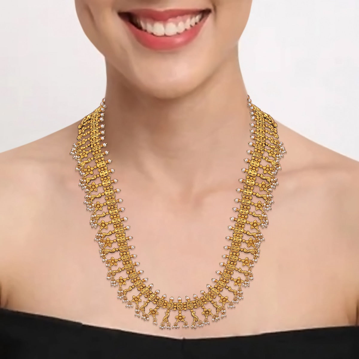 White and Gold Temple Necklace