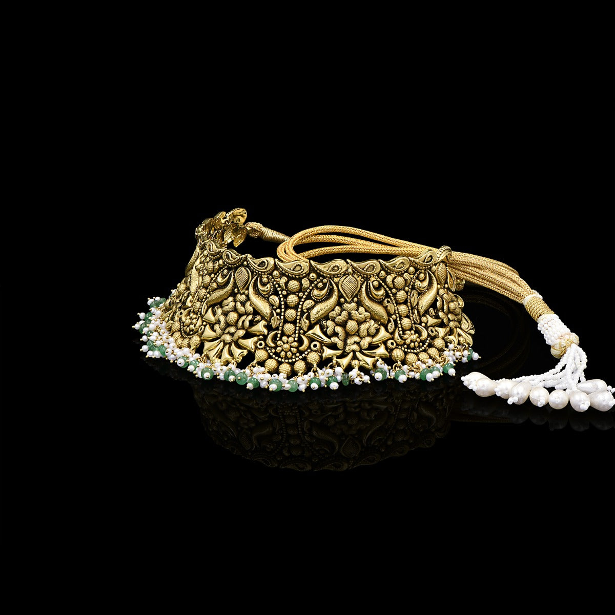 Gold Green Folksy Choker