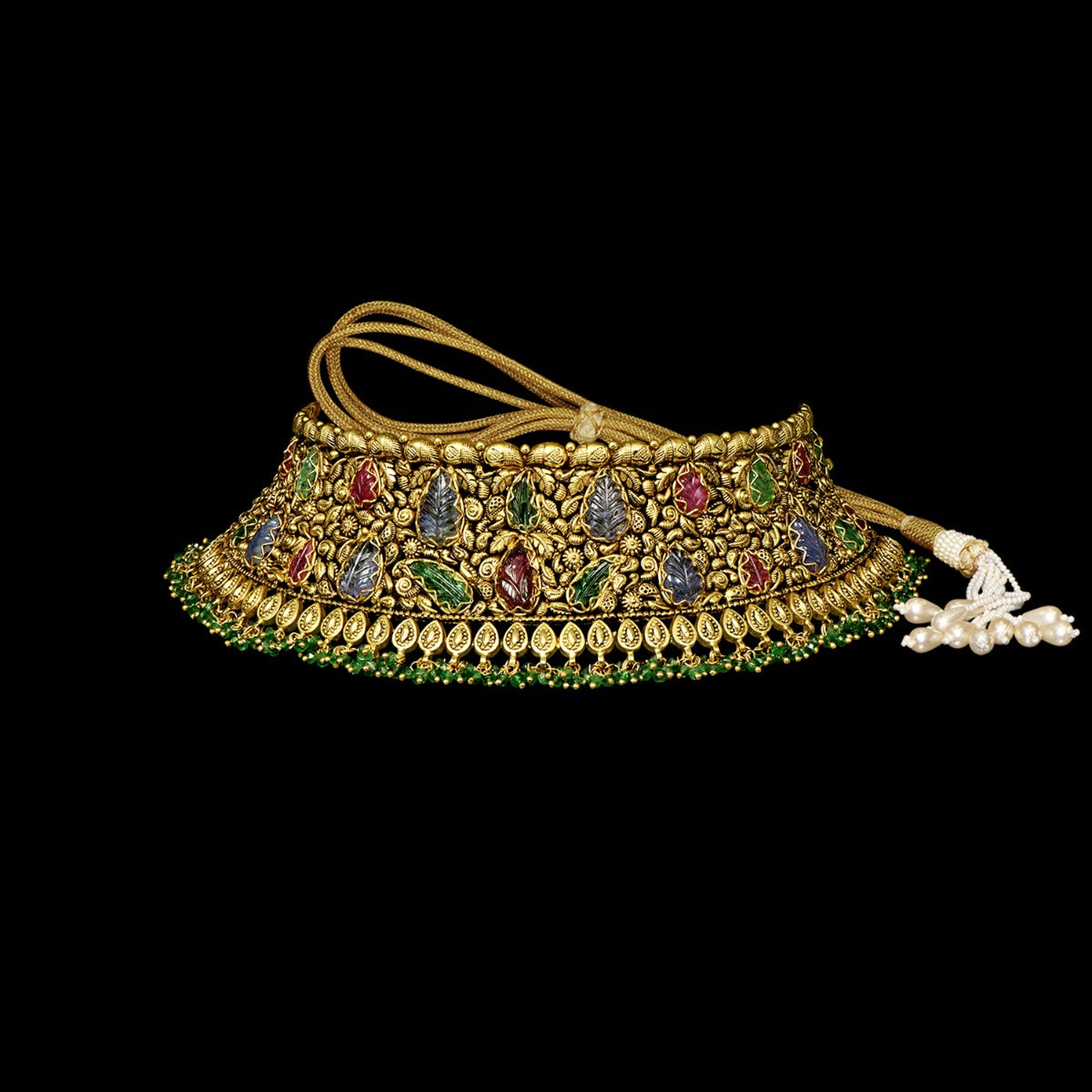 Intricate Leaf Gold Choker Set