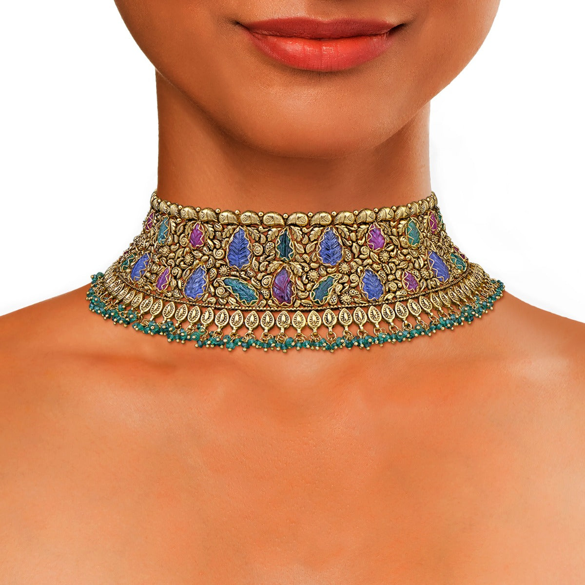 Intricate Leaf Gold Choker