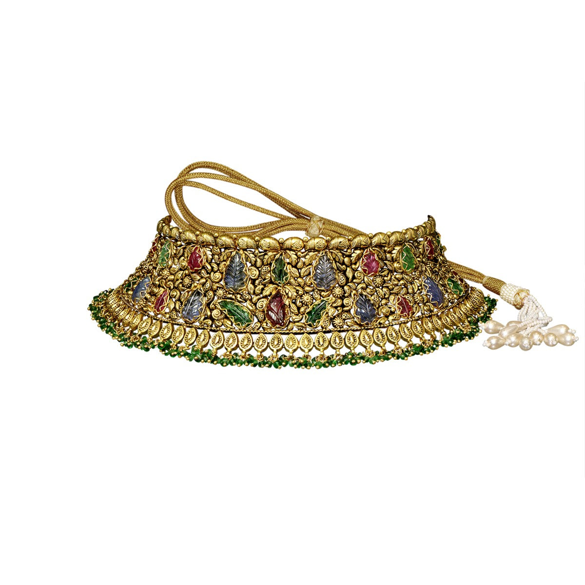 Intricate Leaf Gold Choker Set