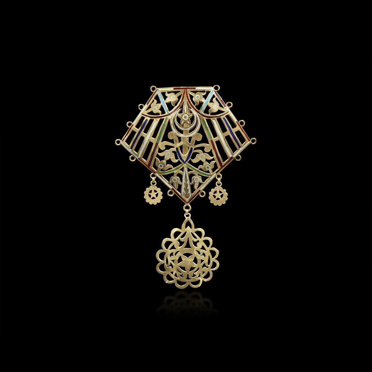 Crow Prince Gold and Coloured Pendant