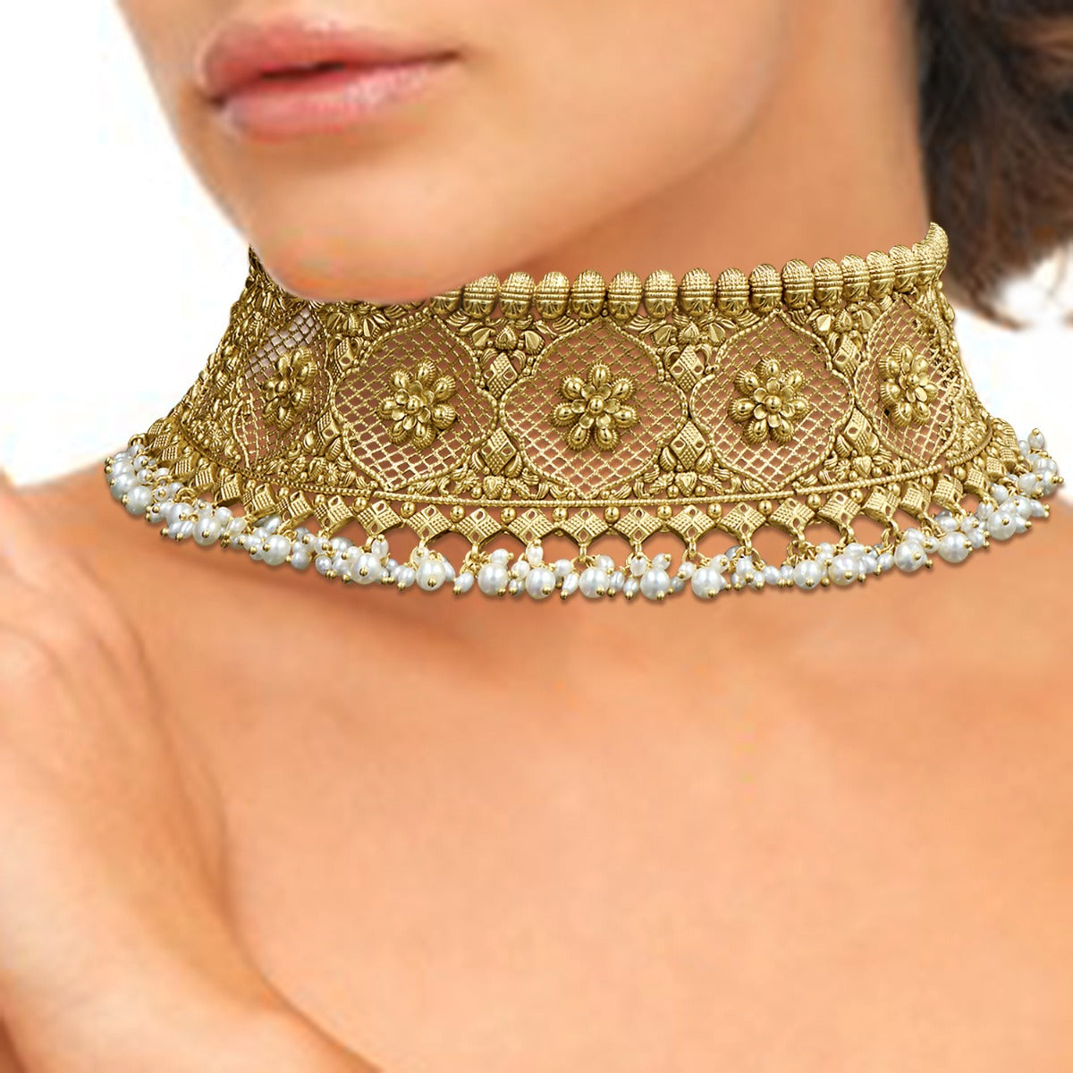 Yellow Floral Gold Choker