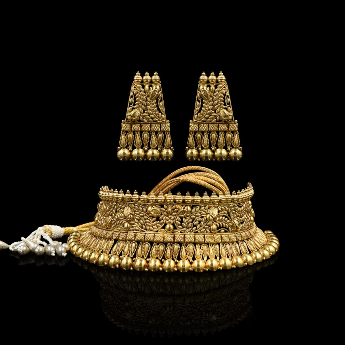 Gold Leaf Petal Choker Set
