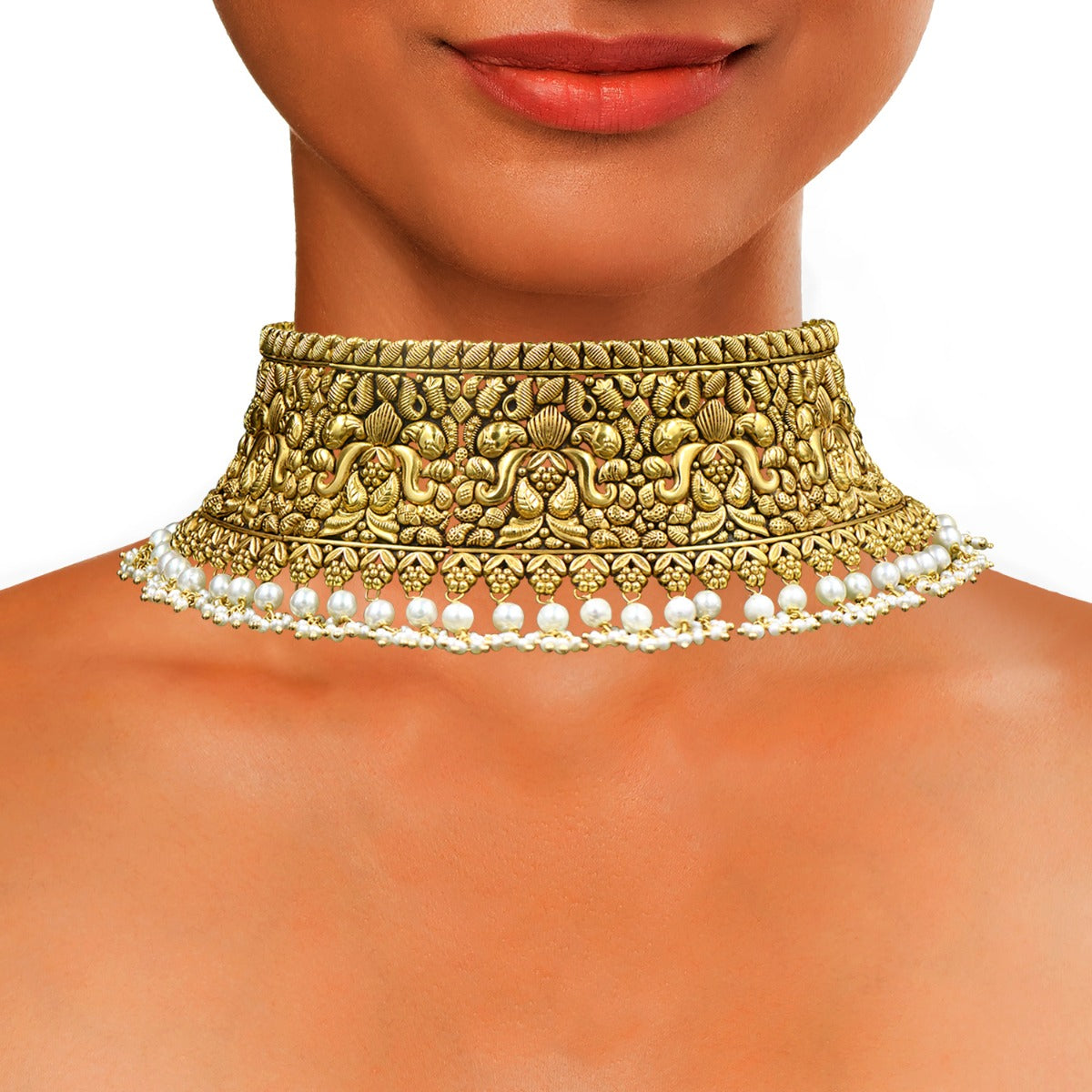 Vintage Motif Gold Choker Set