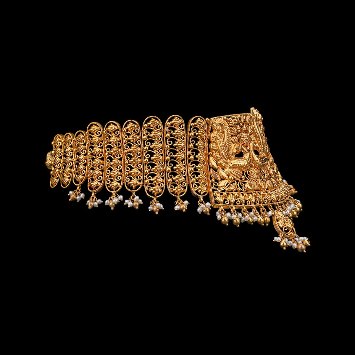 Peacocks Dancing Gold Choker Set