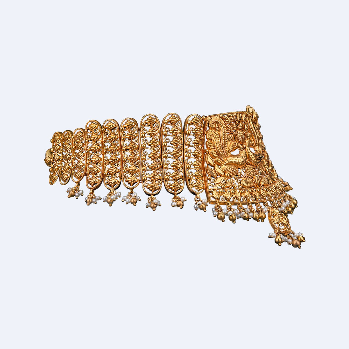 Peacocks Dancing Gold Choker