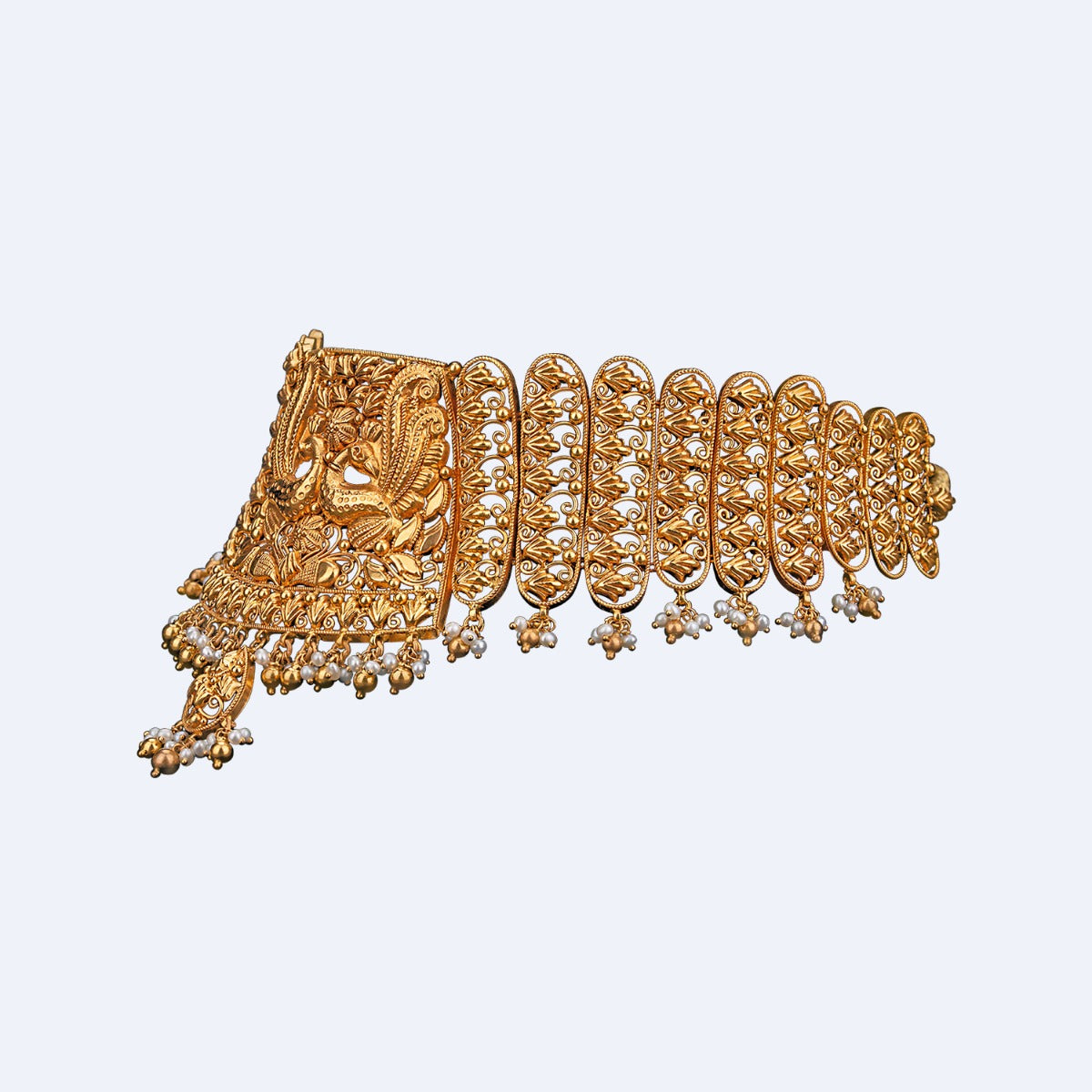 Peacocks Dancing Gold Choker Set