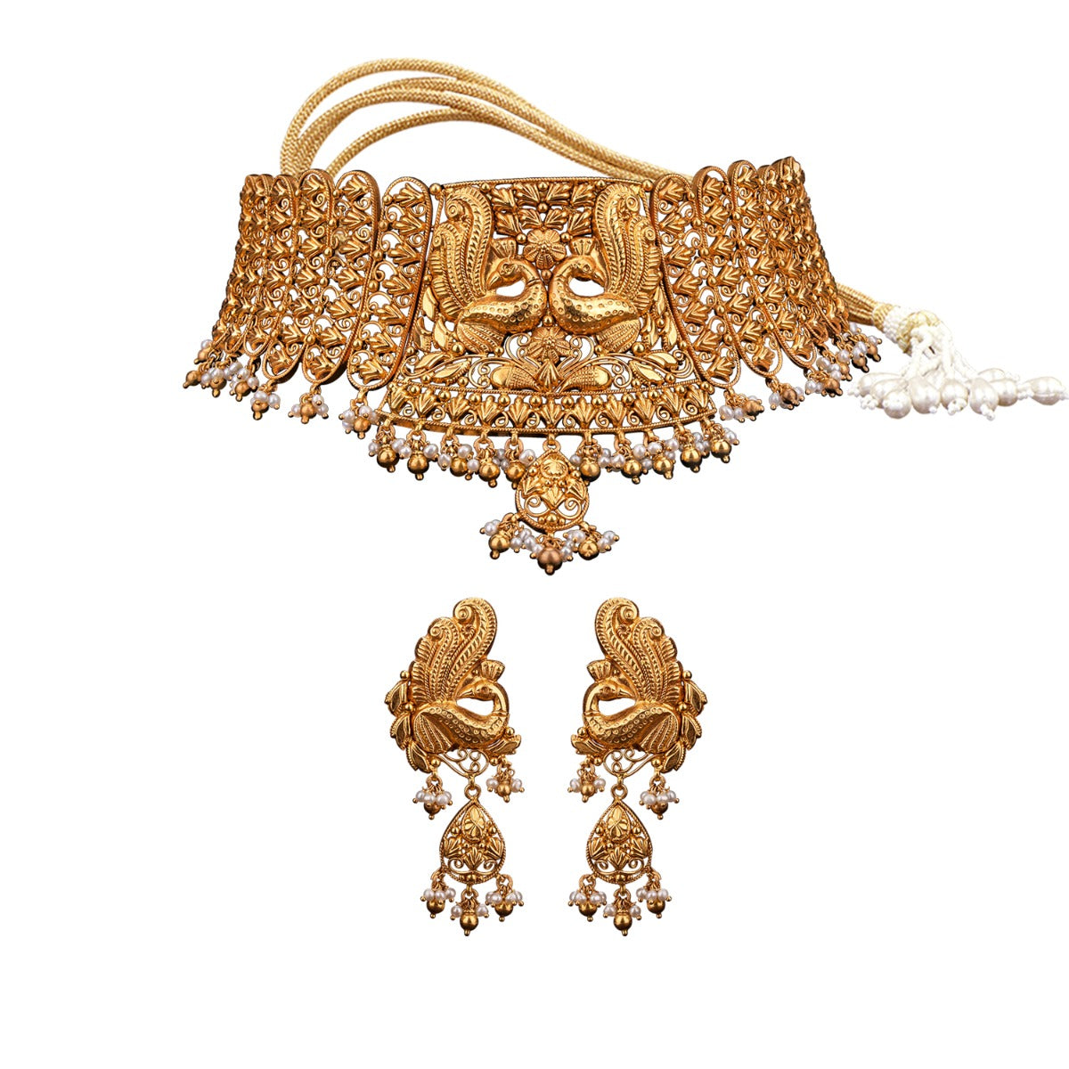 Peacocks Dancing Gold Choker Set
