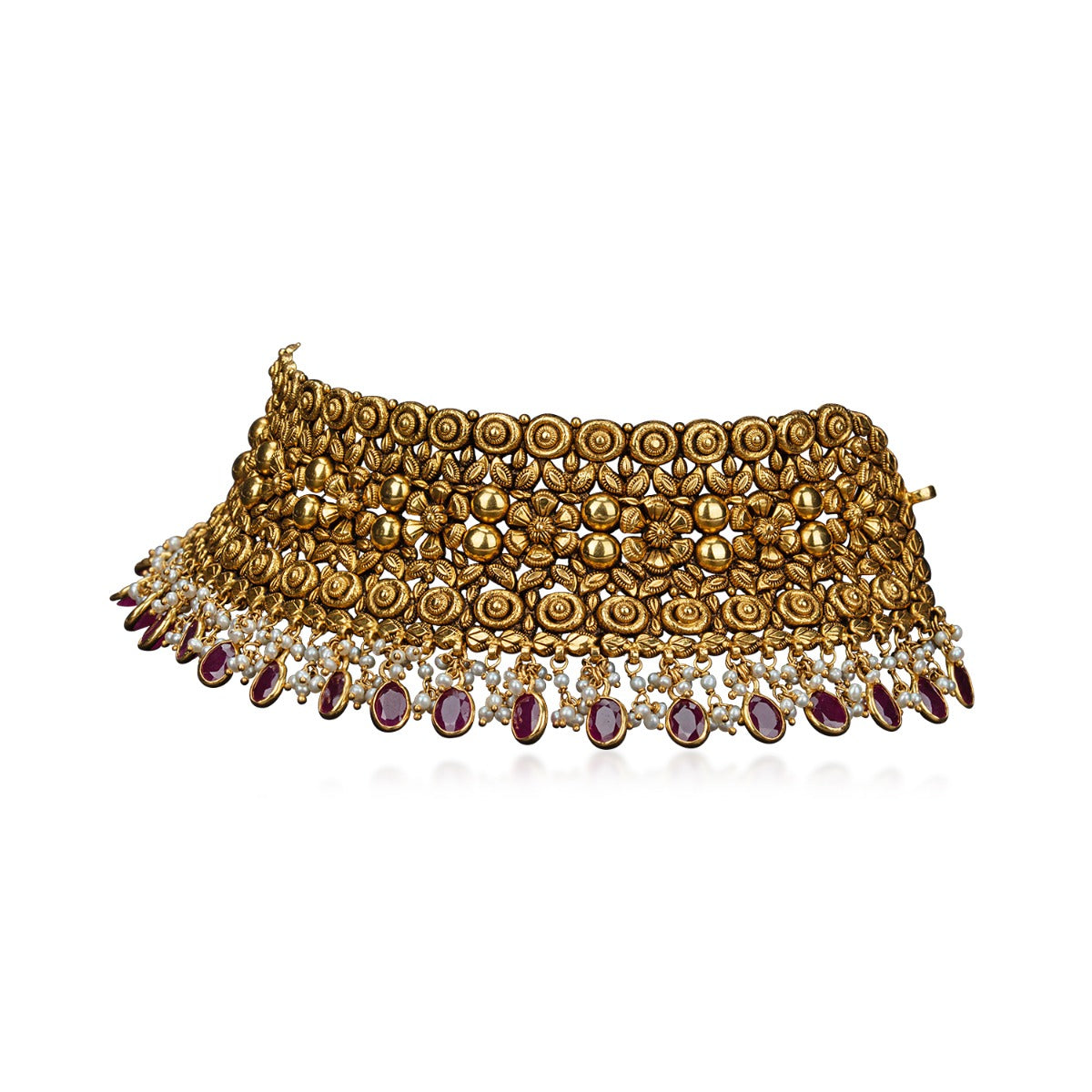 Red Beaded Gold Choker