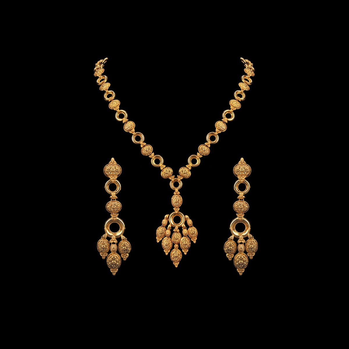 Wholes and Petals Gold Necklace Set