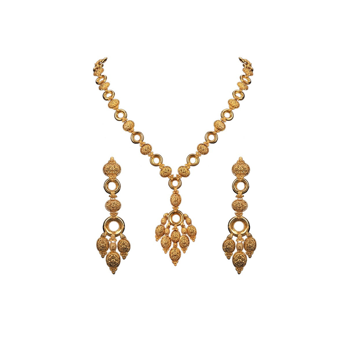 Wholes and Petals Gold Necklace Set