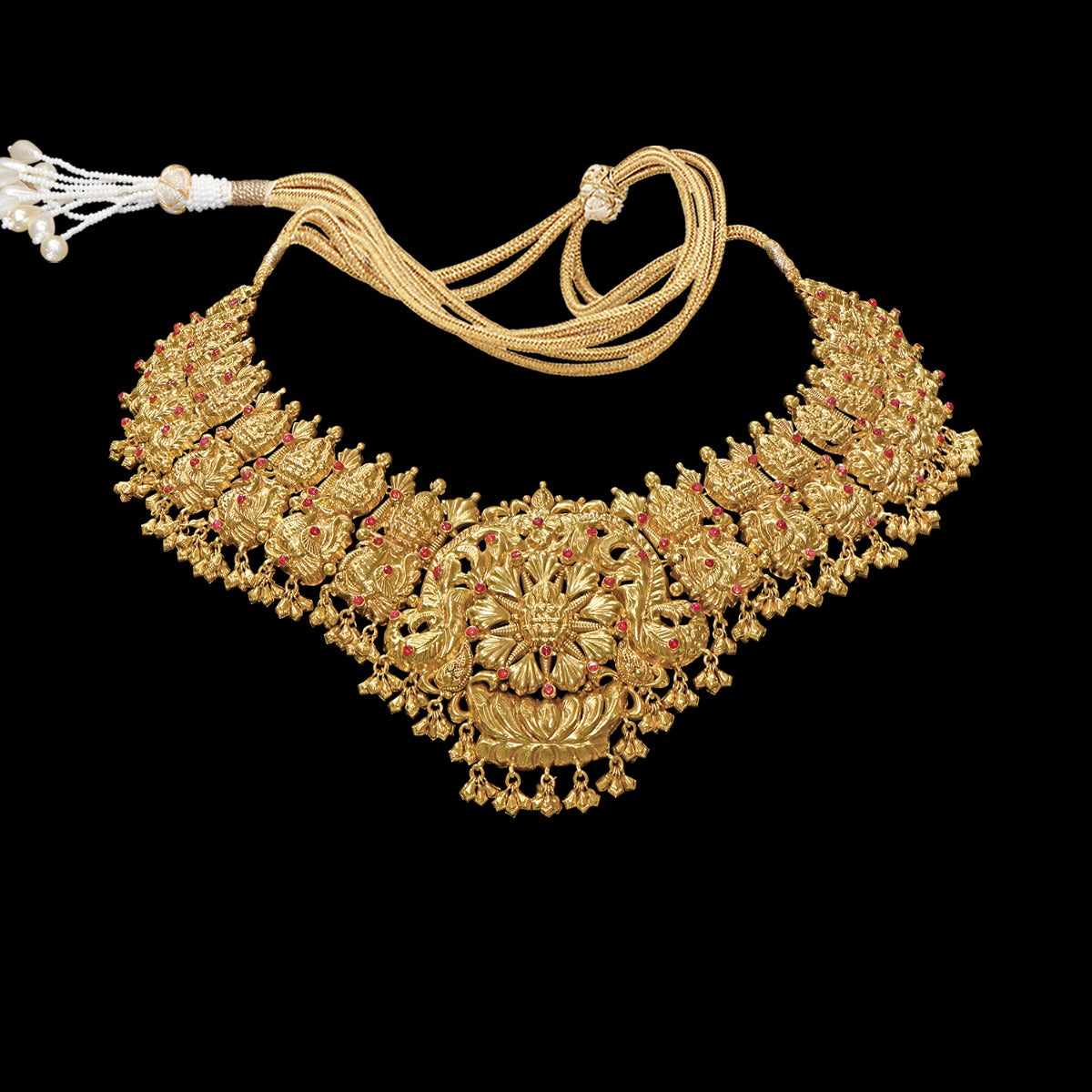 Temple Deity Chunky Gold Necklace Set