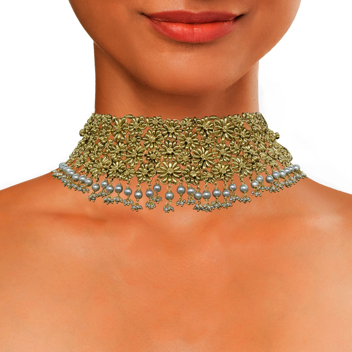 Spring Floral Gold Choker