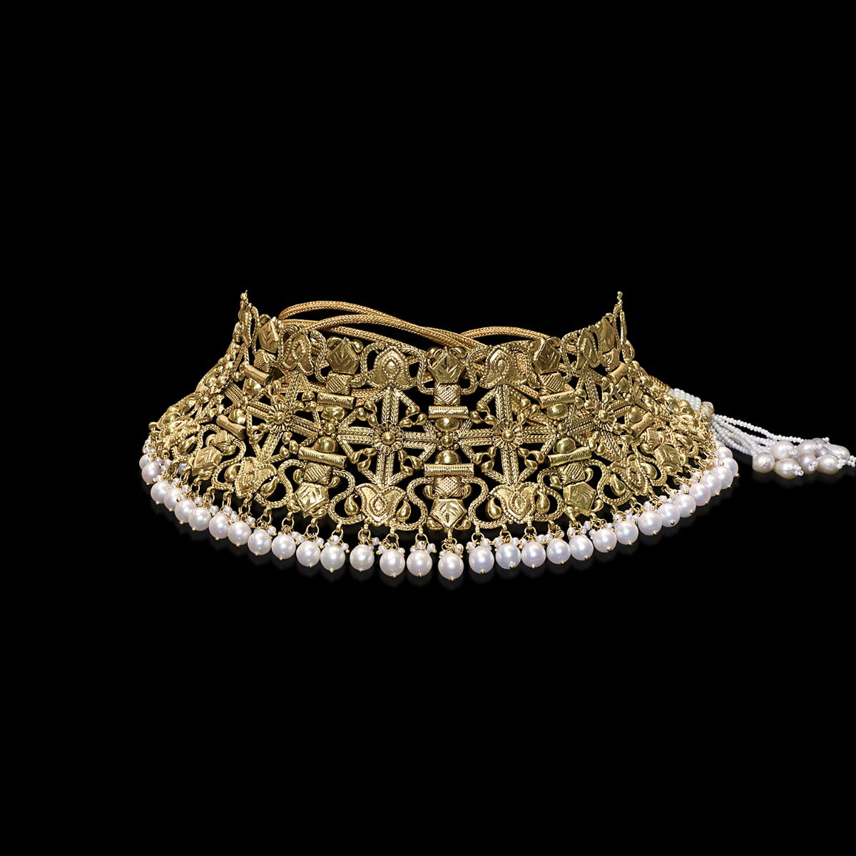 Geometrical Pattern Gold Choker Set