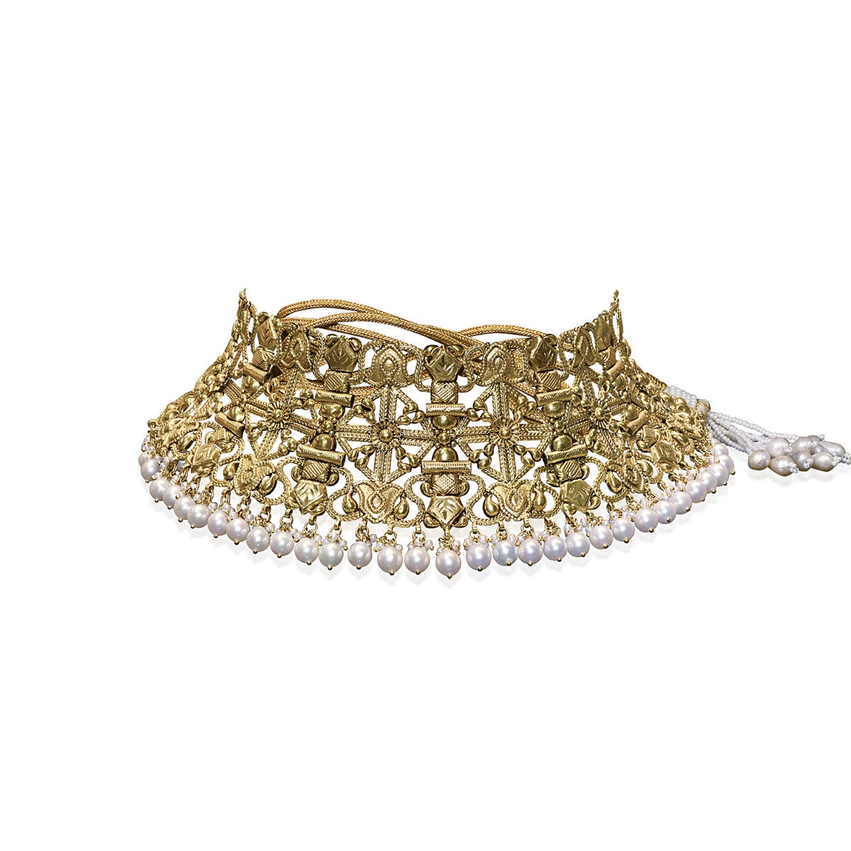 Geometrical Pattern Gold Choker Set