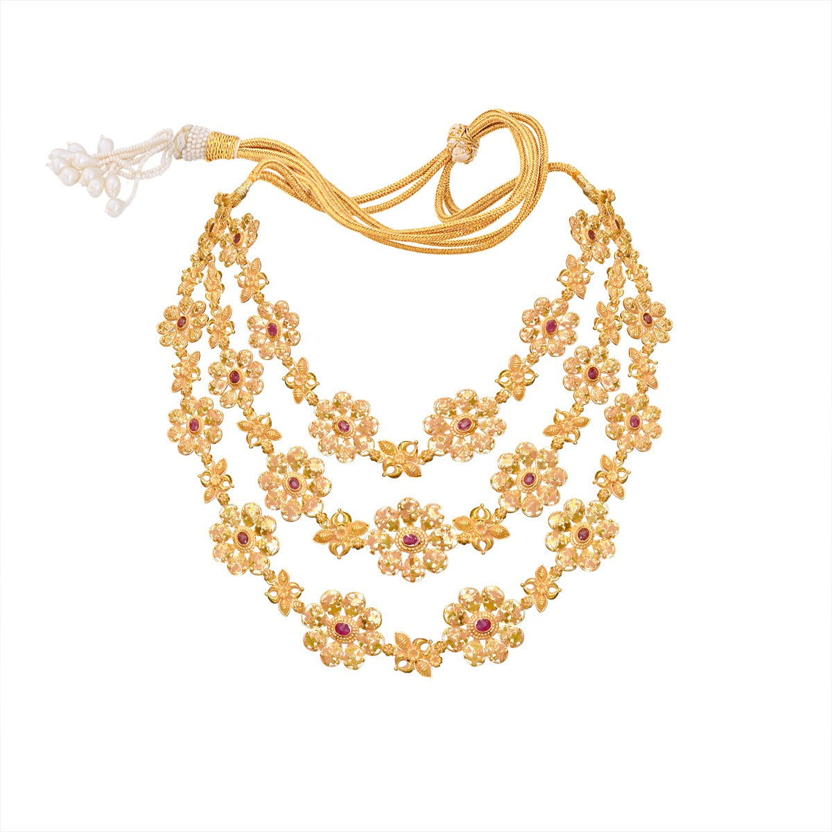 Starry Night Floral Red Gold Necklace Set