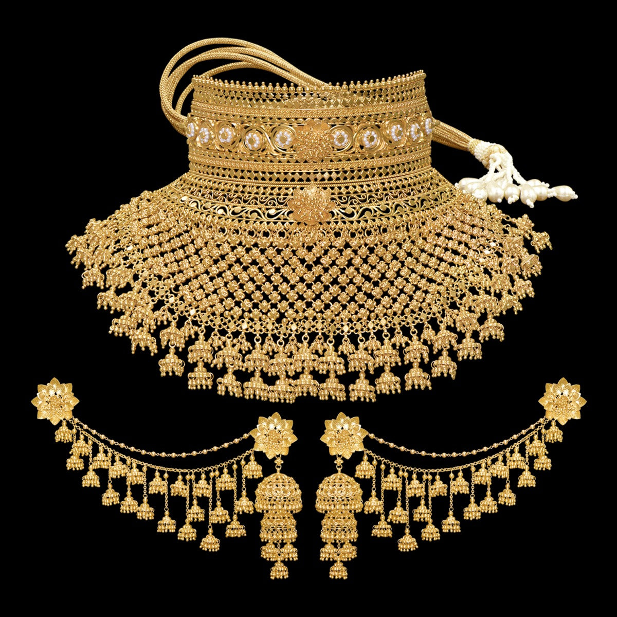 Countless Lilts Gold Adhiya Choker Set