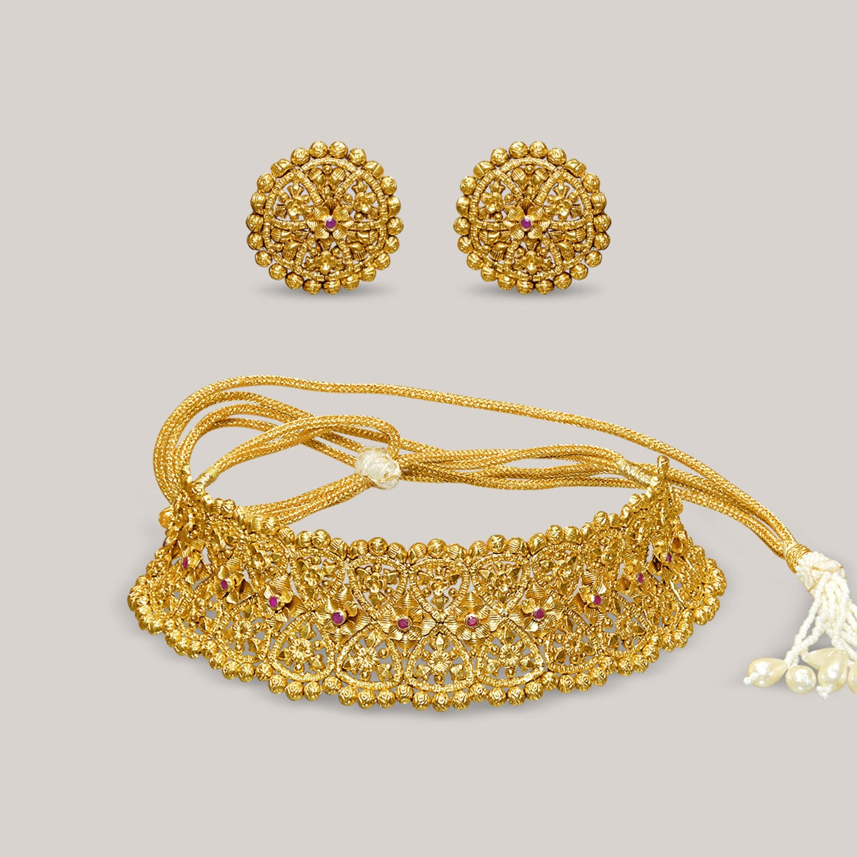 Curved Triangle Gold Choker Set