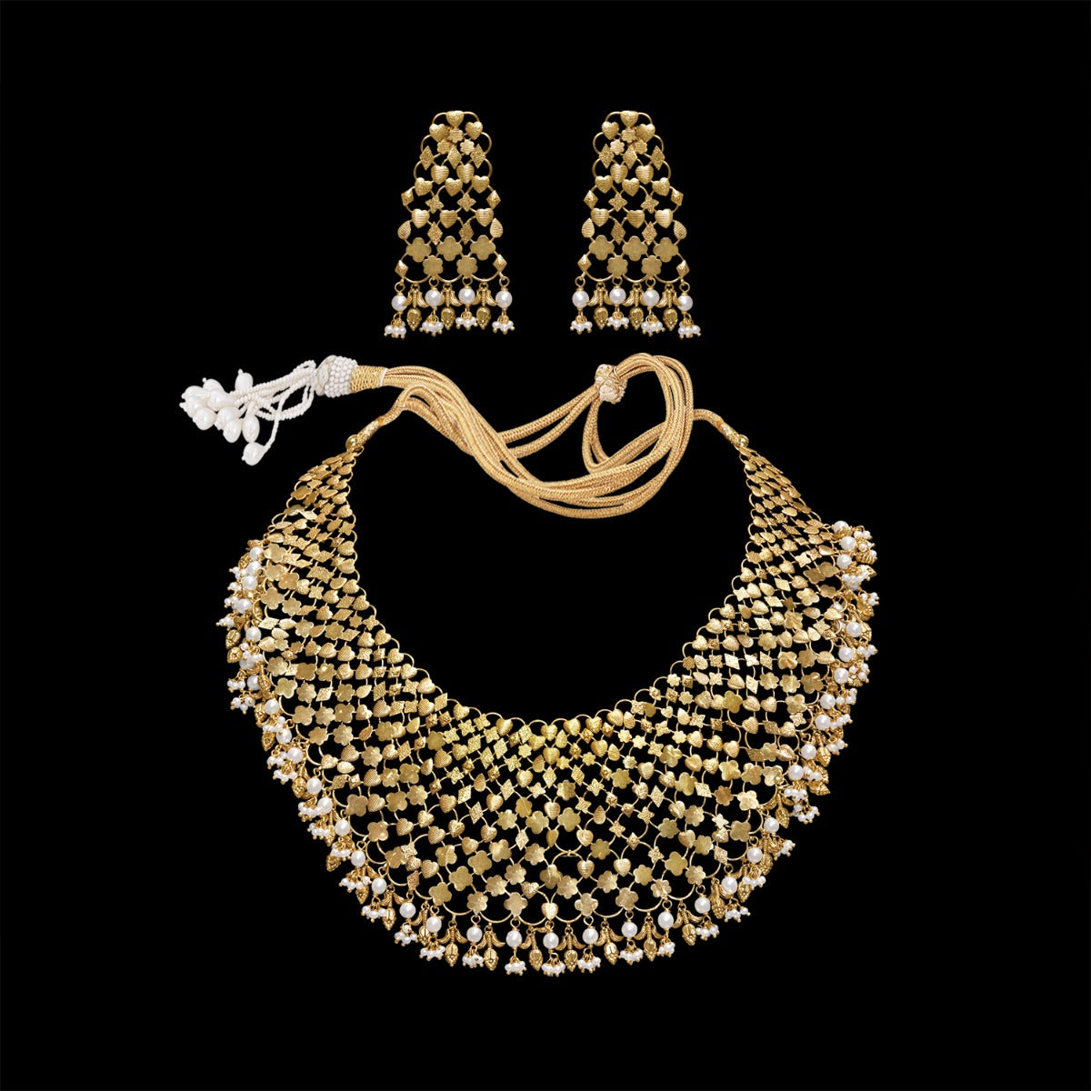 Mesh Net Gold Necklace Set