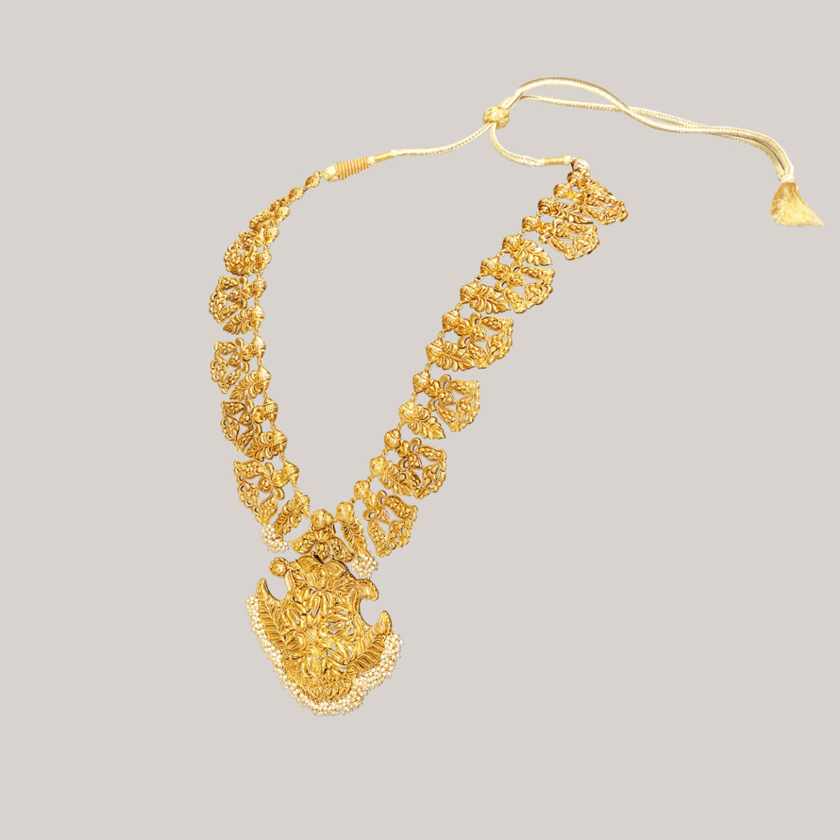 Indian Goddess Long Chunky Gold Necklace