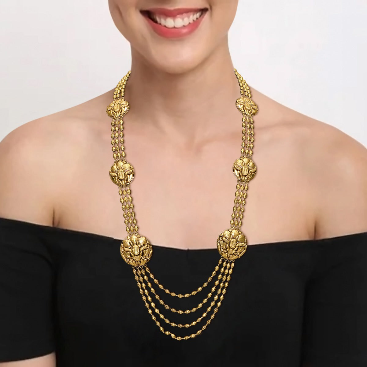Bloomed Flower Gold Tri-Necklace