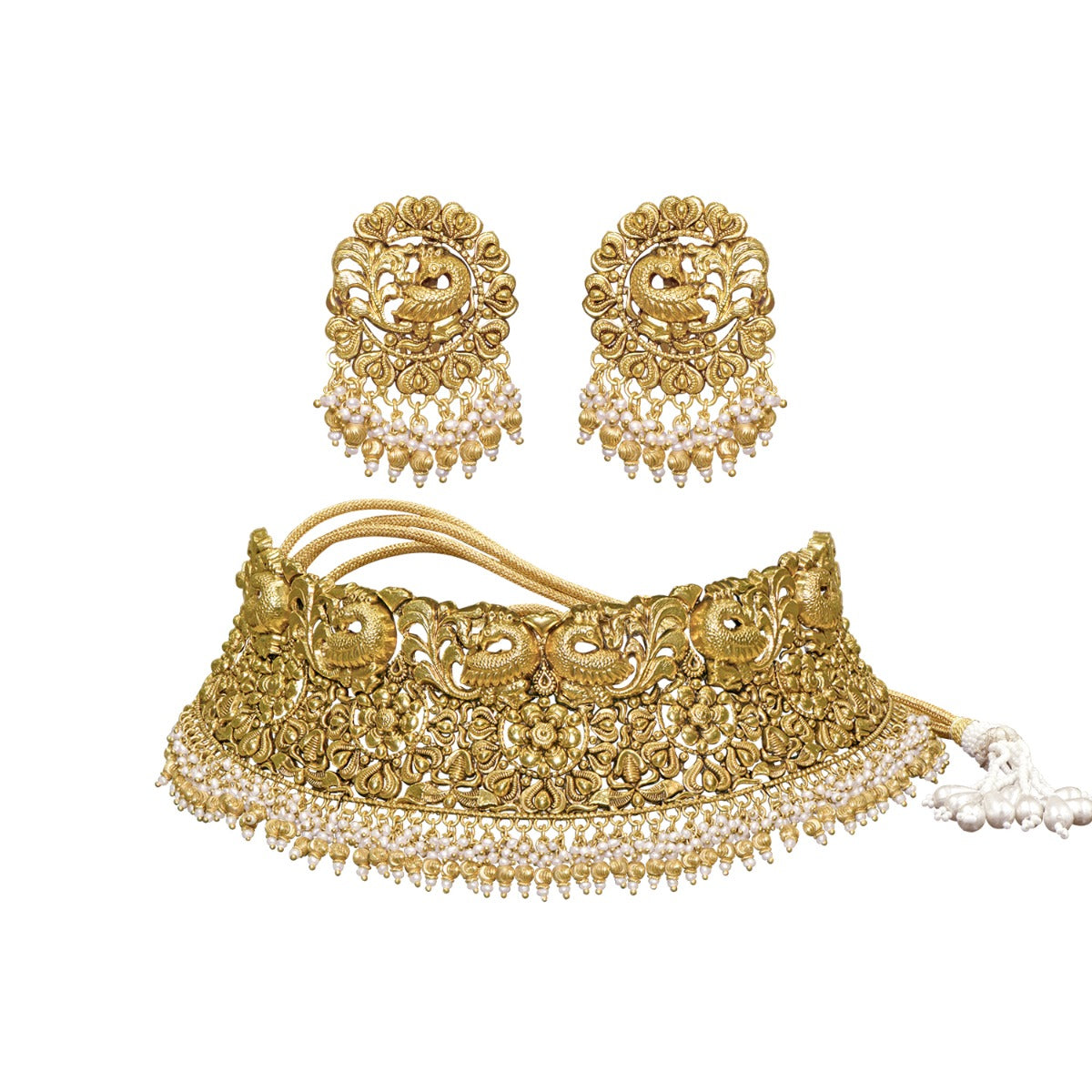 Peacock Fenced Chunky Gold Choker Set