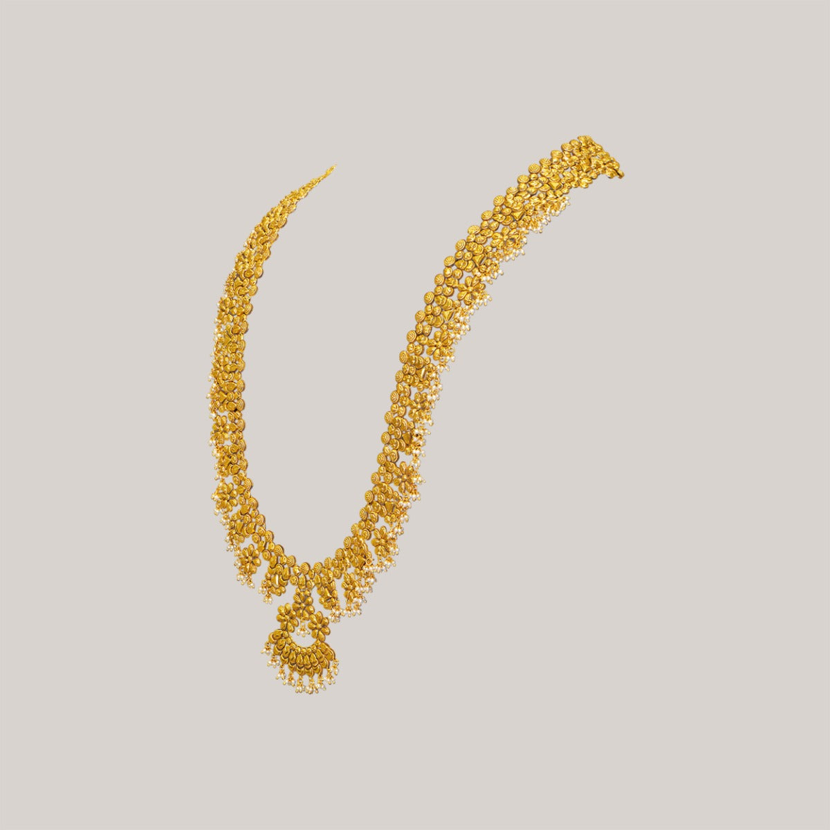 Long Petal Floral Gold Necklace