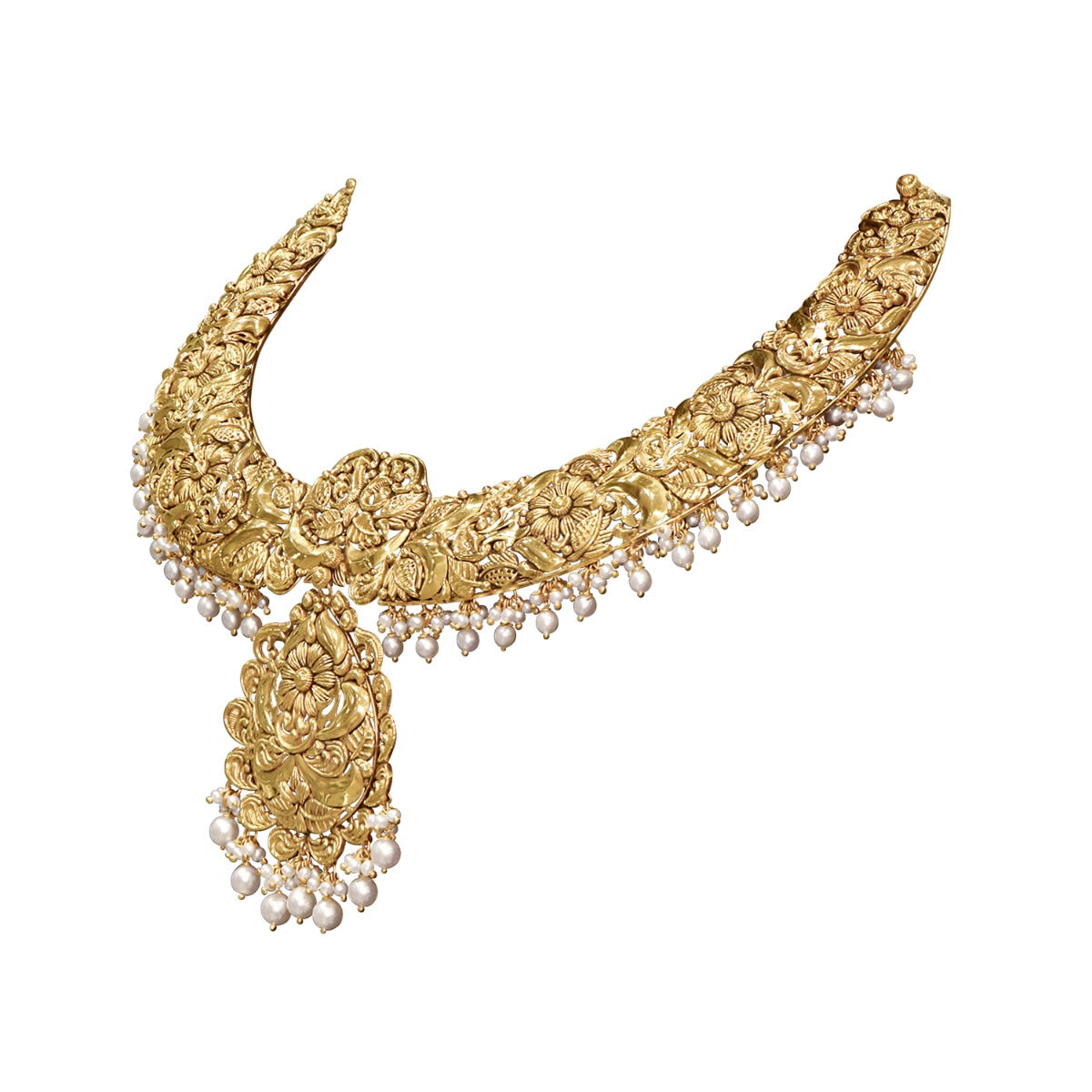 Little Pearls Intricate Gold Necklace Set