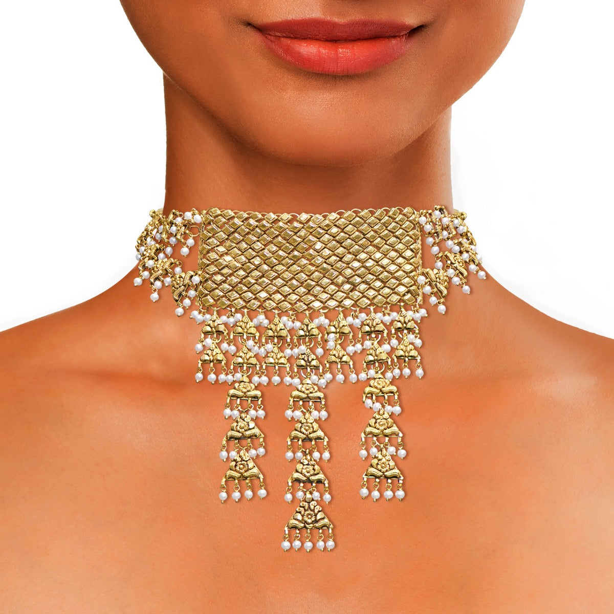 Abstract Slab Gold Choker